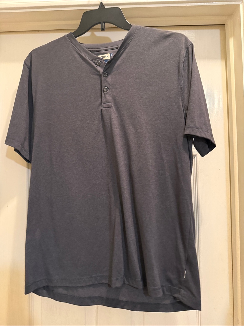 Magellan Outdoors Short-Sleeve Henley in Slate Gray